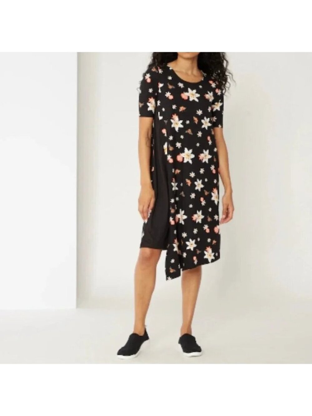 NEW Cuddl Duds Black Floral Butterfly Dress - XL